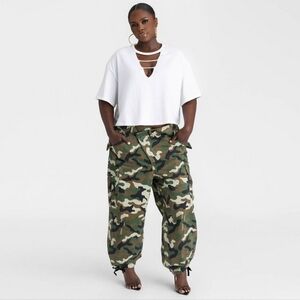 White Top with Camouflage Pants